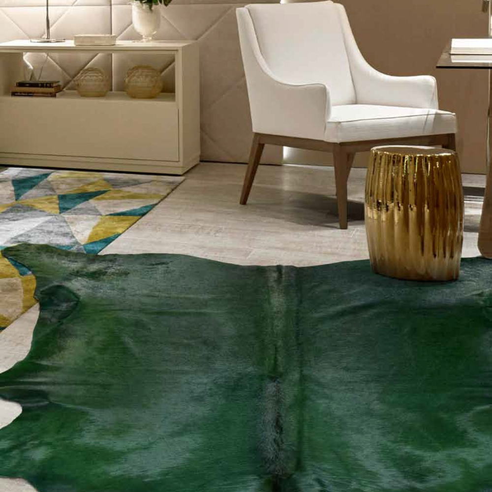 Alfombra de diseño en piel Dyed Verde botella