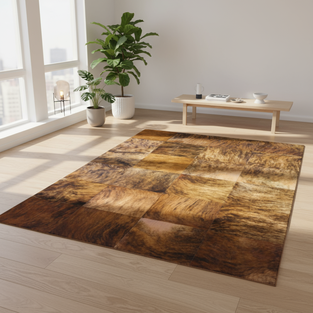 Alfombra de diseño en piel Leather Patchwork dibujo B