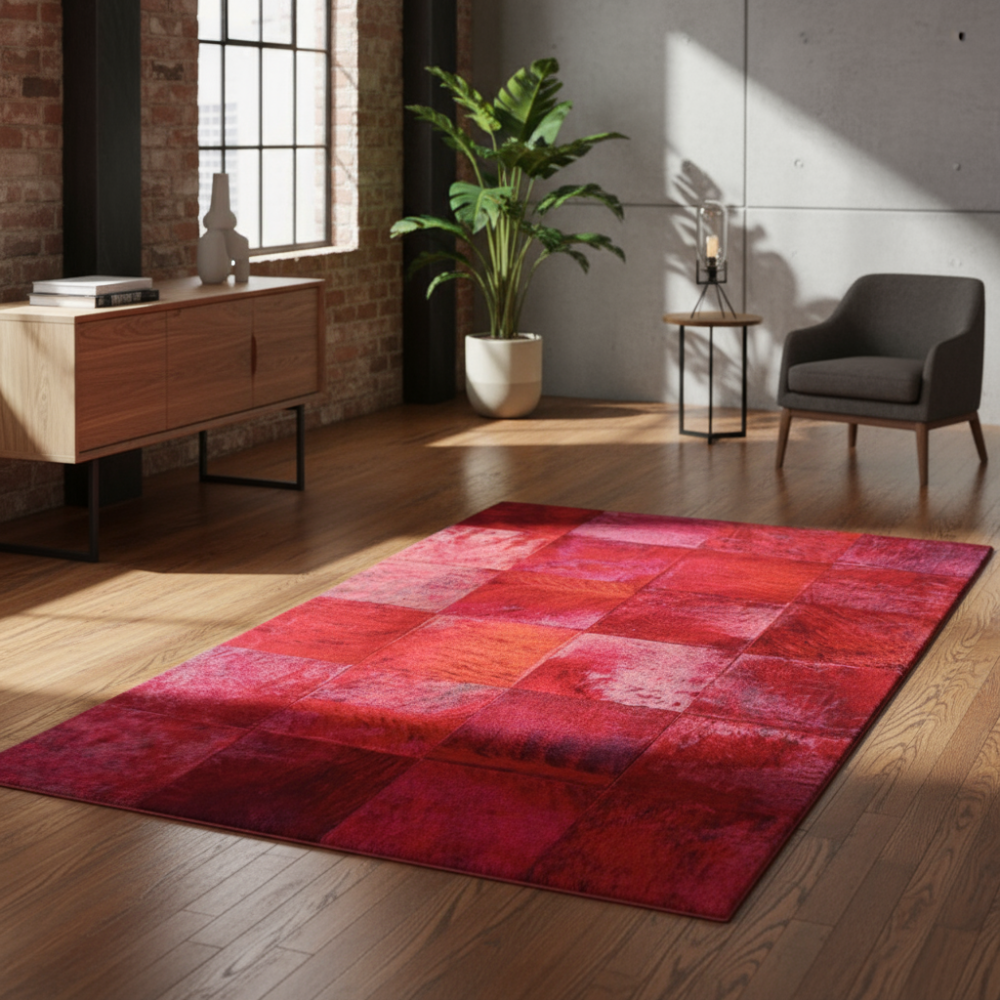 Alfombra de diseño en piel Leather Patchwork dibujo C