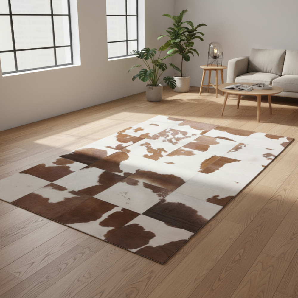 Alfombra de diseño en piel Leather Patchwork dibujo G