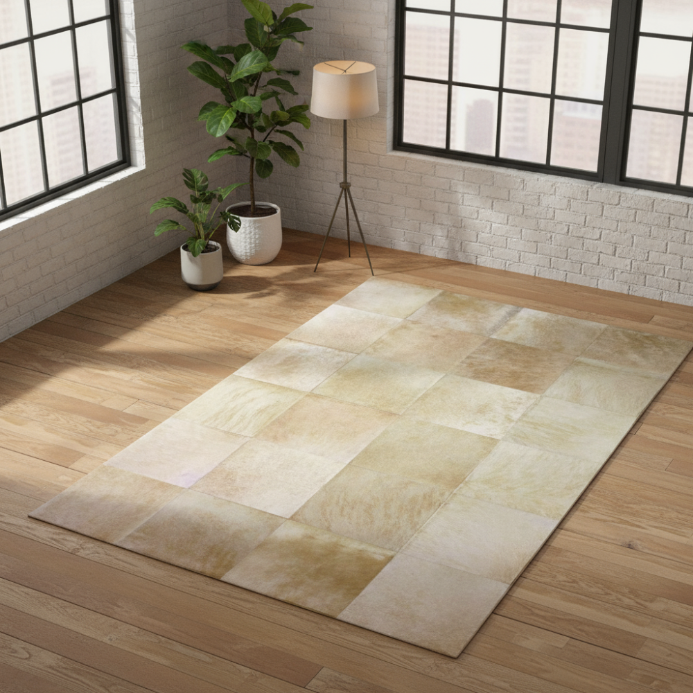 Alfombra de diseño en piel Leather Patchwork dibujo D