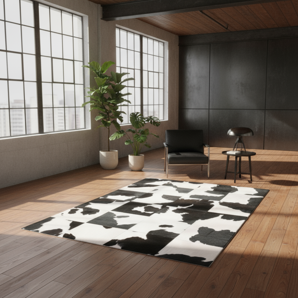 Alfombra de diseño en piel Leather Patchwork dibujo F