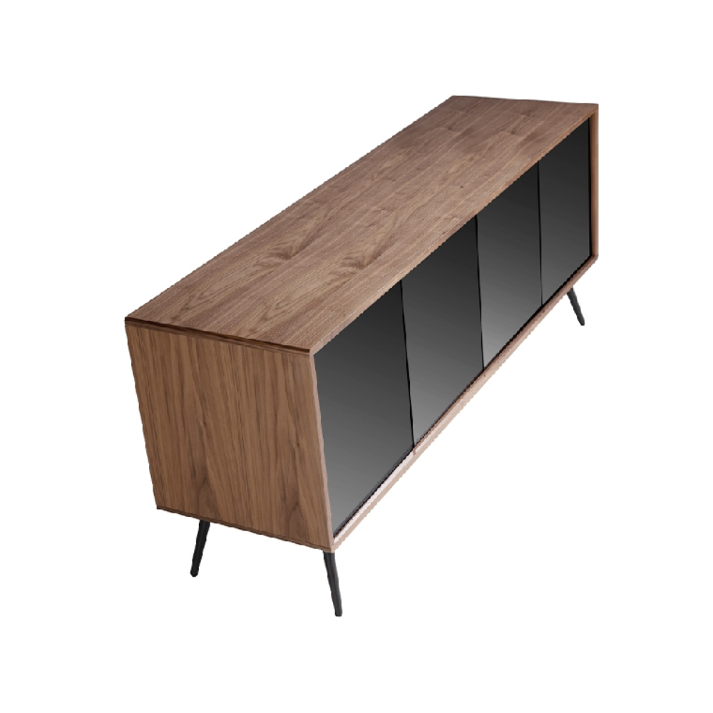 Aparador Madera Chapada Nogal Espejo Humo Colección Elegance