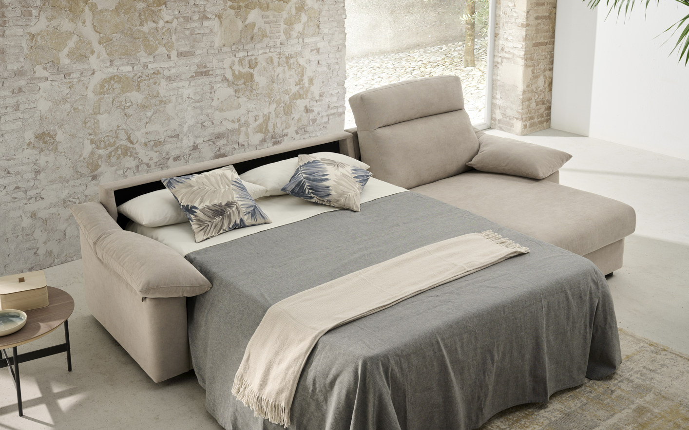 Sofá cama con chaiselongue modelo BERTON servicio rapido