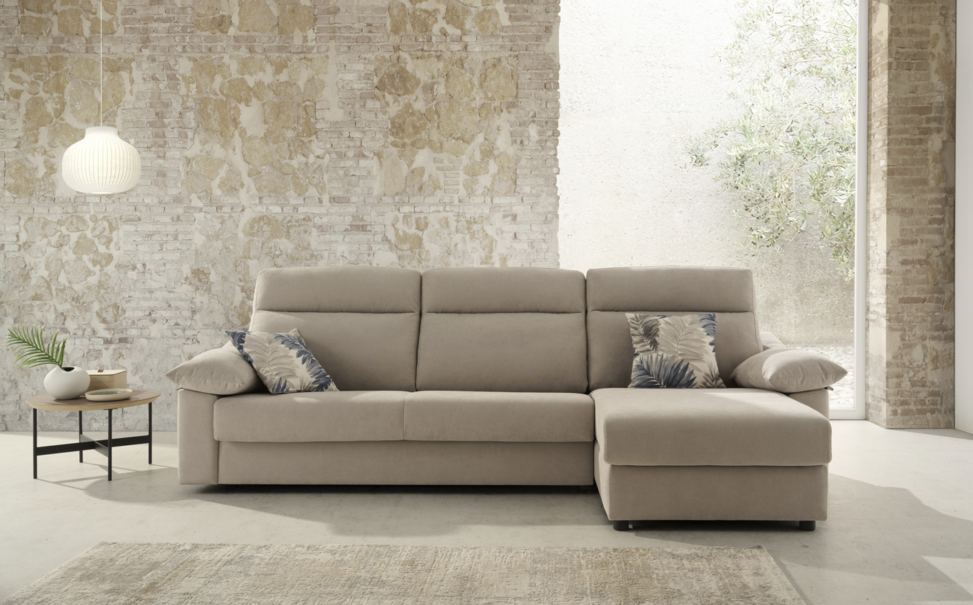 Sofá cama con chaiselongue modelo BERTON servicio rapido