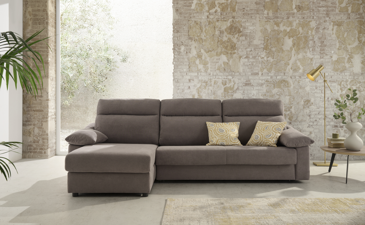 Sofá cama con chaiselongue modelo BERTON entrega rapida