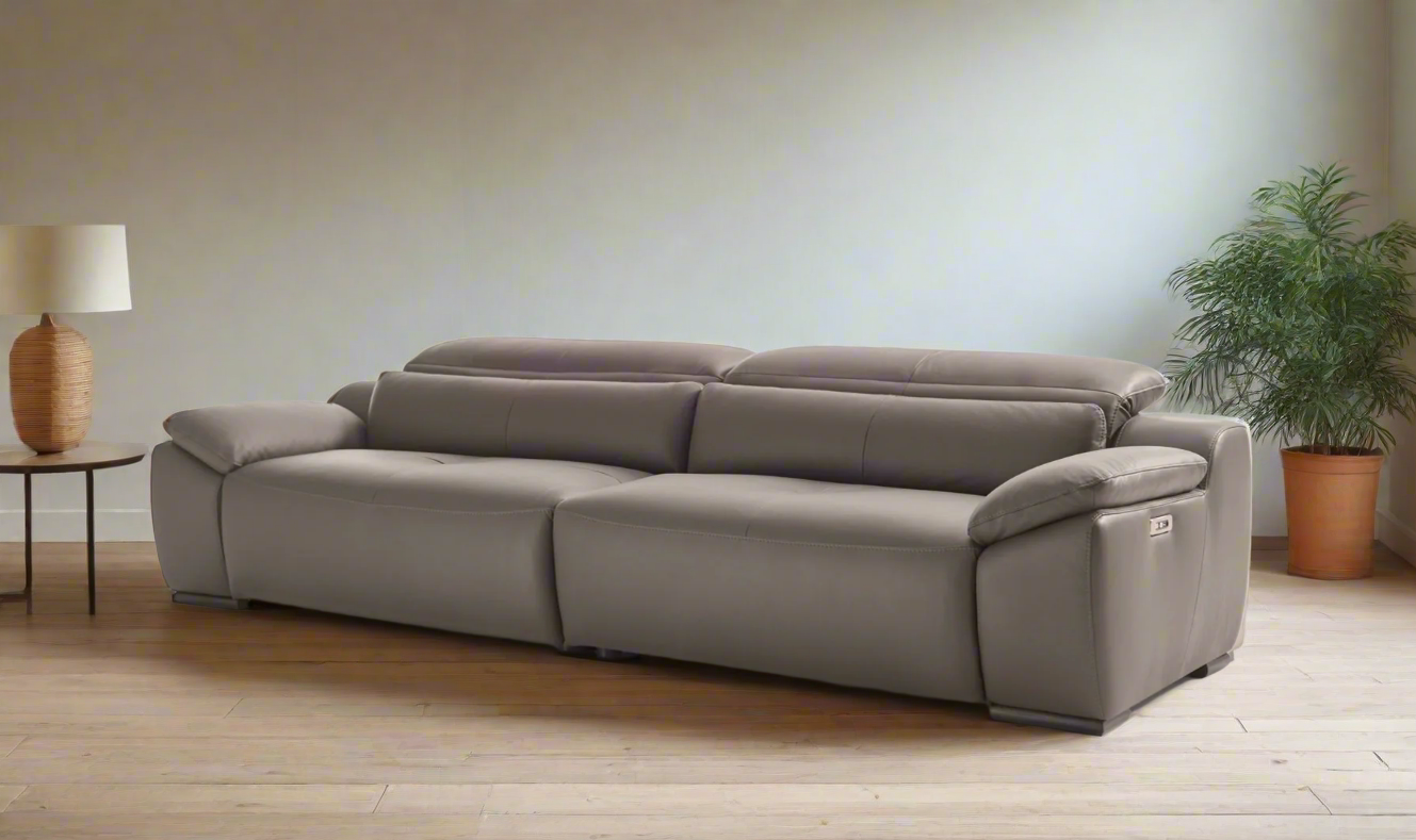 Sofá de diseño con asientos relax modelo BOSSANOVA en piel chocolate