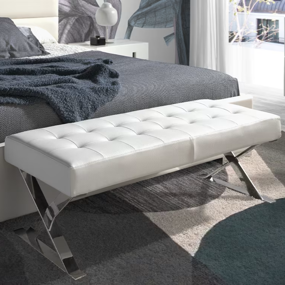 Banqueta Descalzadora Pata Cruzada 120 cm Colección Elegance