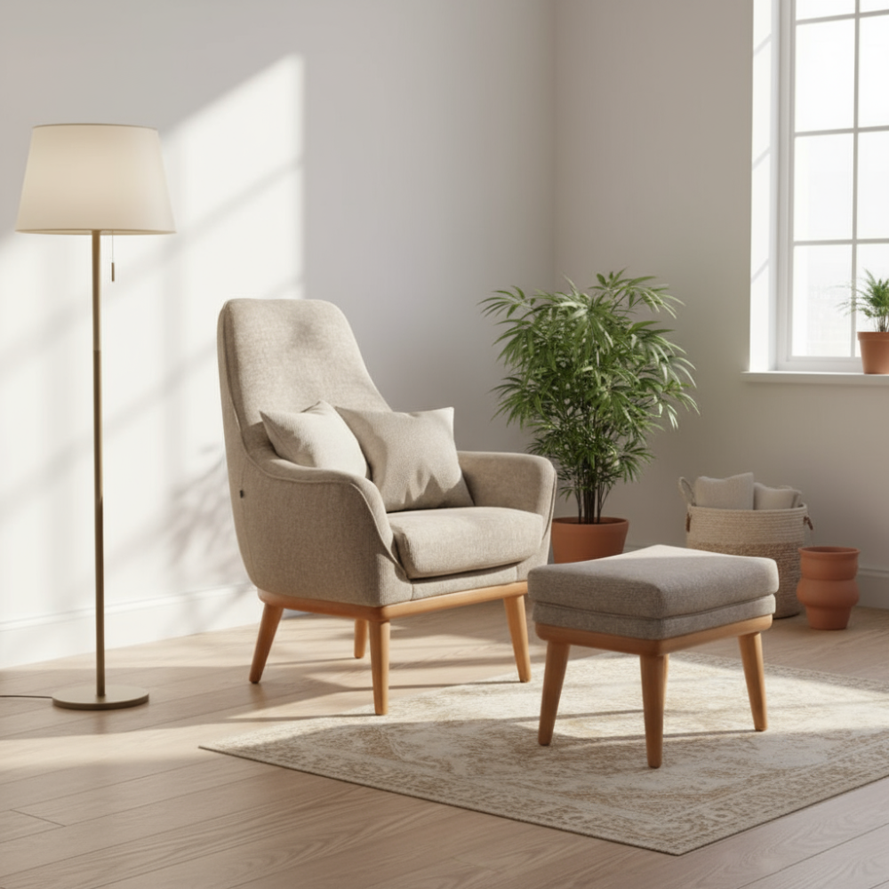 Butaca nórdica modelo GINA Lisa  Respaldo Alto Tapizado Lido