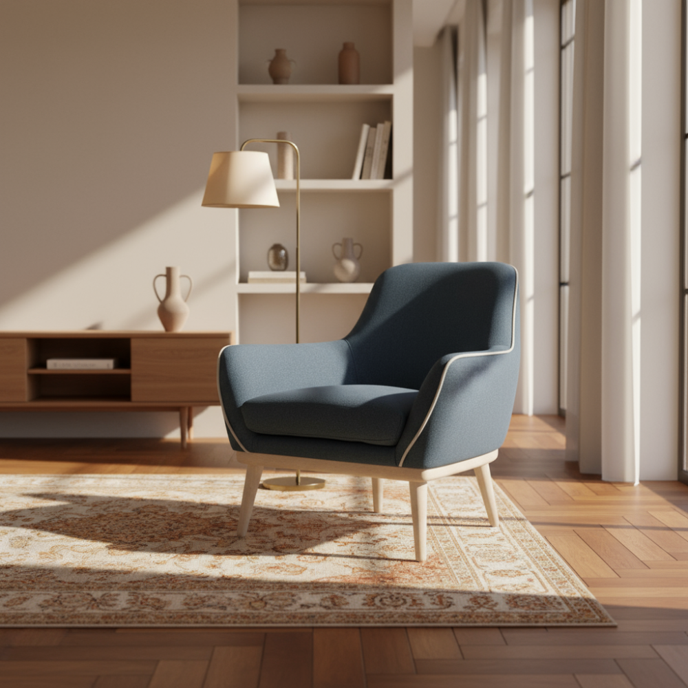 Butaca nórdica modelo GINA Lisa Respaldo Bajo Tapizado Lido