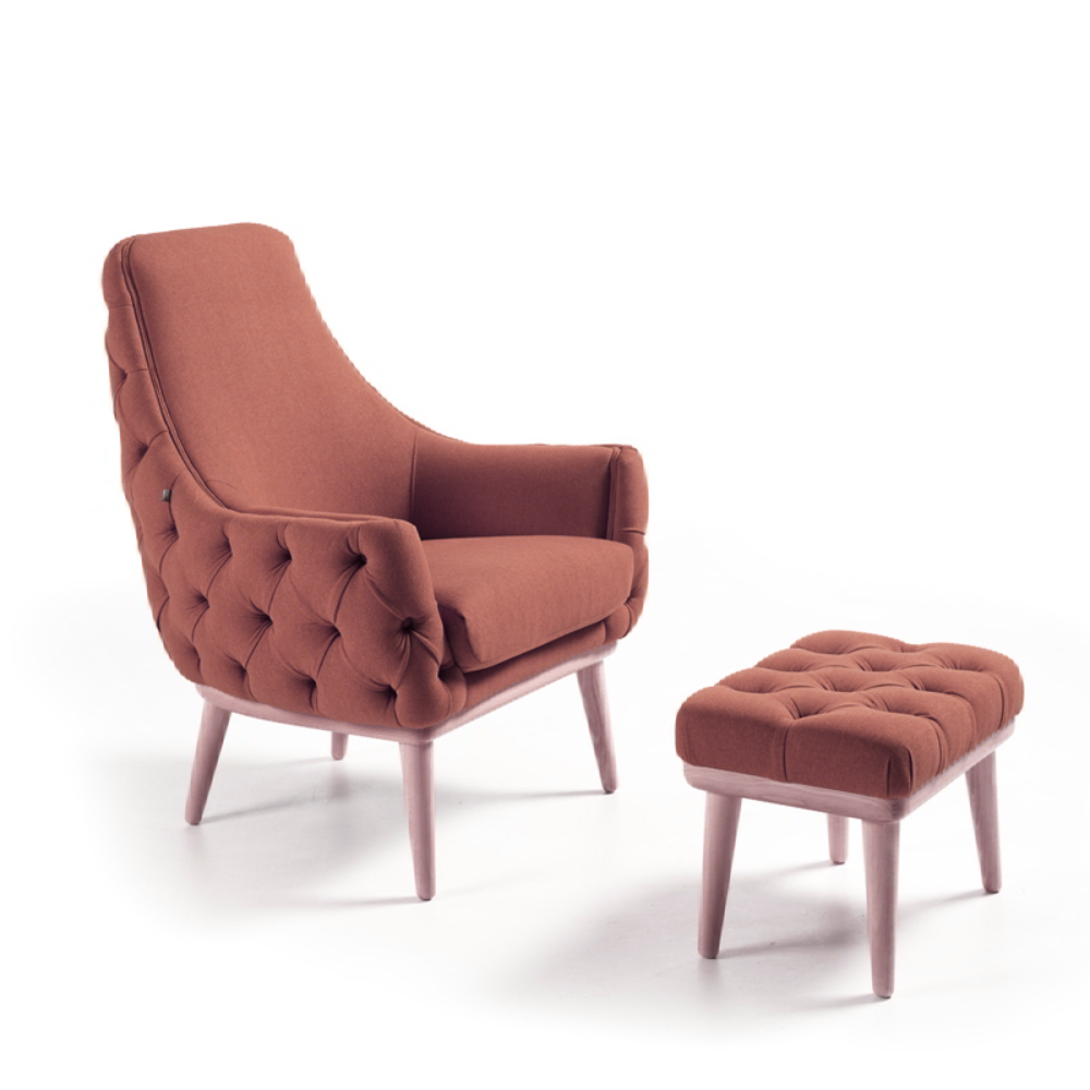 Butaca de diseño nórdico modelo GINA capitoné con respaldo alto Tapizado Lido