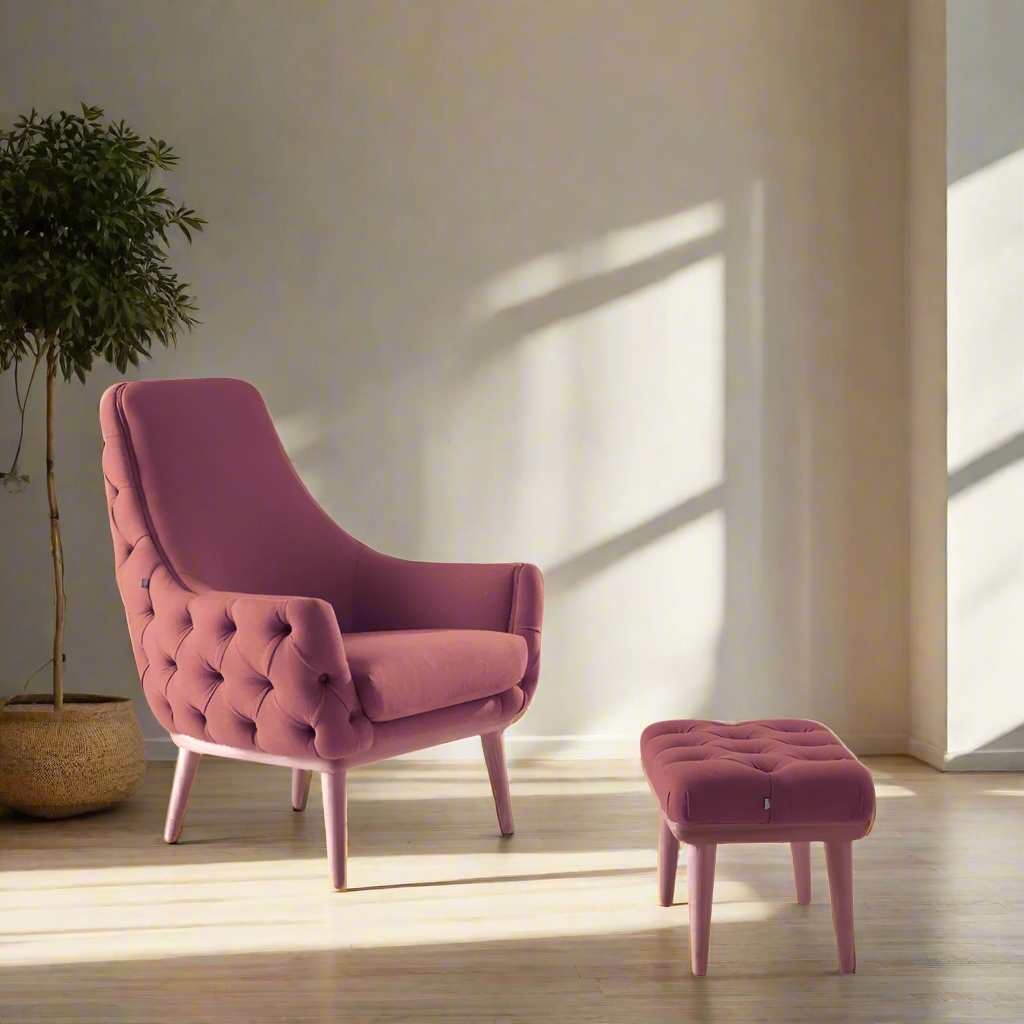 Butaca de diseño nórdico modelo GINA capitoné con respaldo alto Tapizado Lido