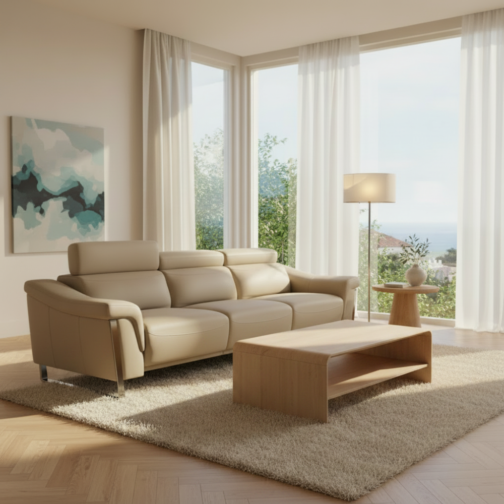 Sofá con cabezales manuales modelo CINOVA Tapizado Aquaclean