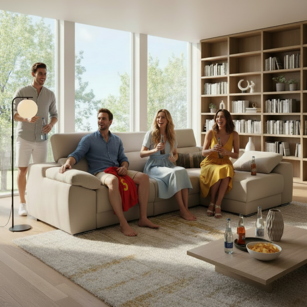 Chaiselongue modelo INDIANA en tela Aquaclean con asientos fijos