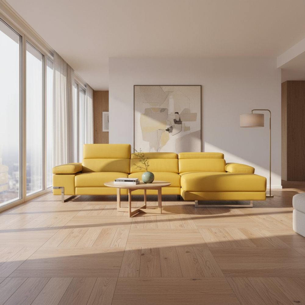 Chaiselongue de diseño modelo ACAPULCO con 2 asientos relax motorizados en piel