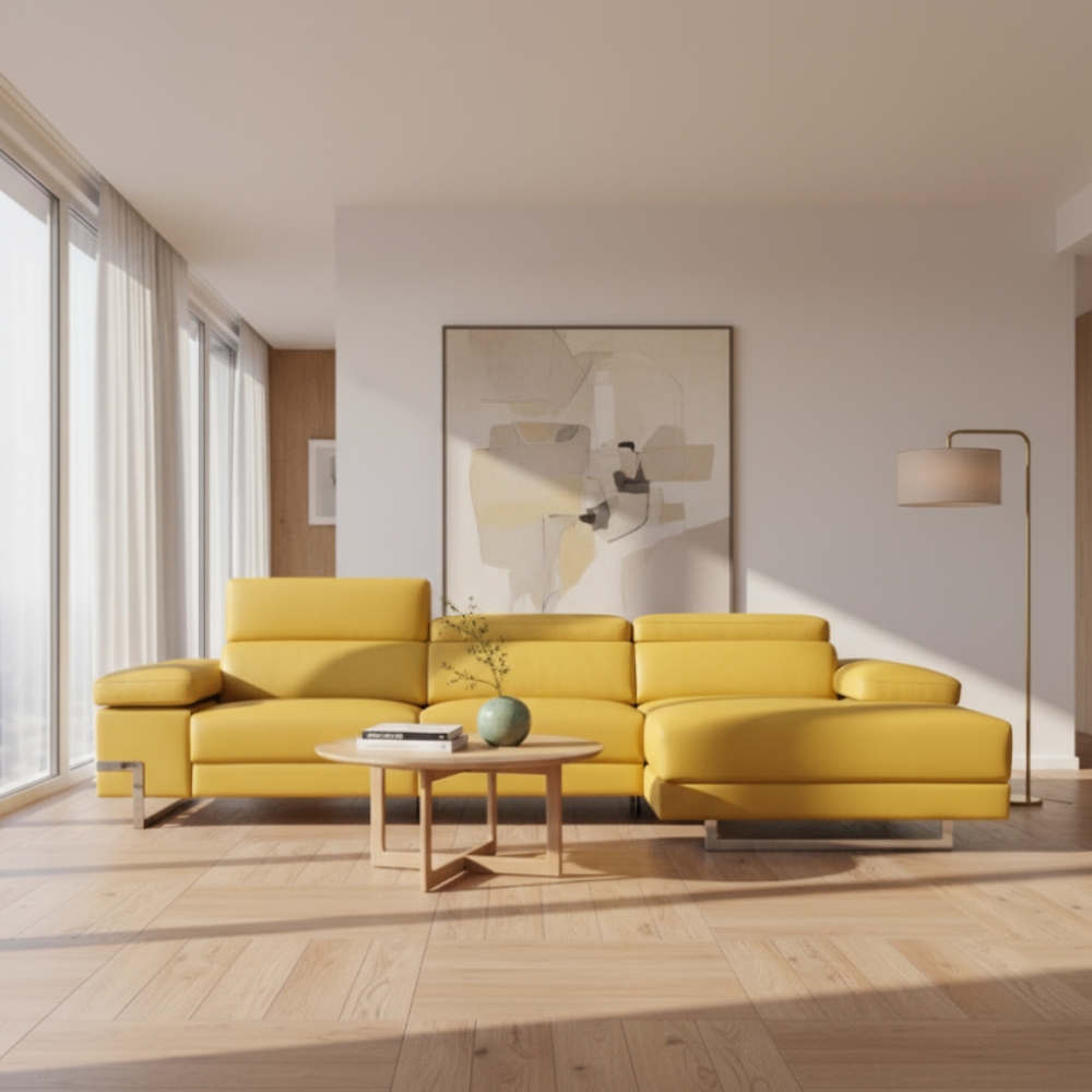 Chaiselongue de diseño modelo ACAPULCO con 2 asientos relax motorizados en piel