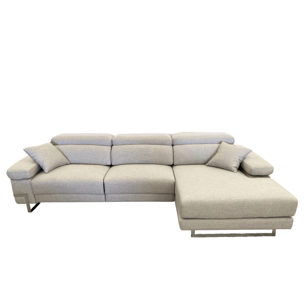 Chaiselongue modelo ACAPULCO con 2 asientos relax motorizados en tela Aquaclean