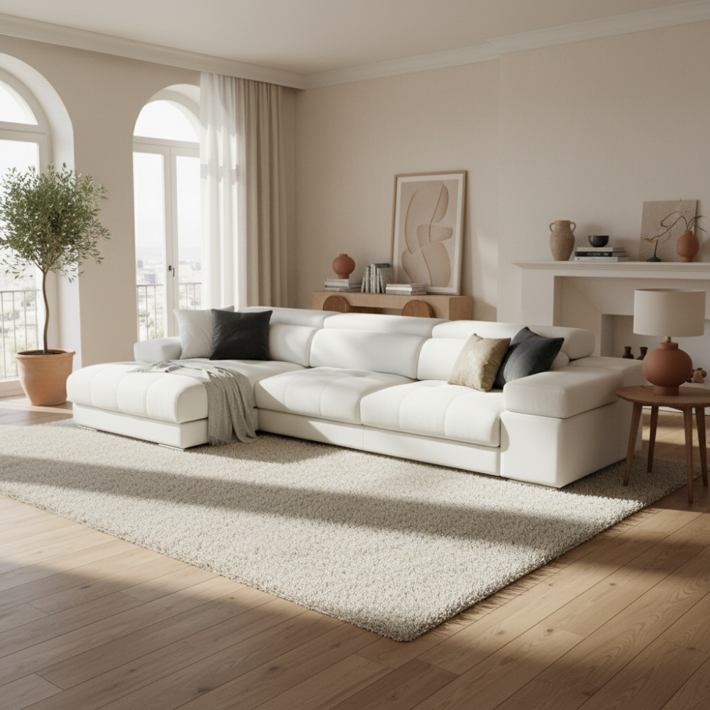 Chaiselongue de diseño modelo Nowo Tapizado en Tela con acogida viscoleastica Disponible en nuestras tiendas de diseño Sidivani en Madrid y en nuestra web