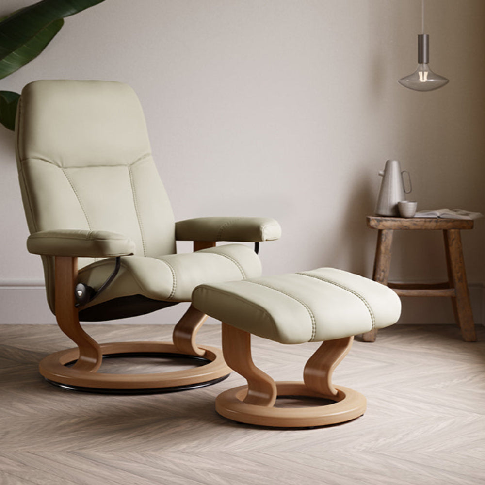 Sillón Stressless Modelo Consul con Pie Signature en Piel Batick Cream