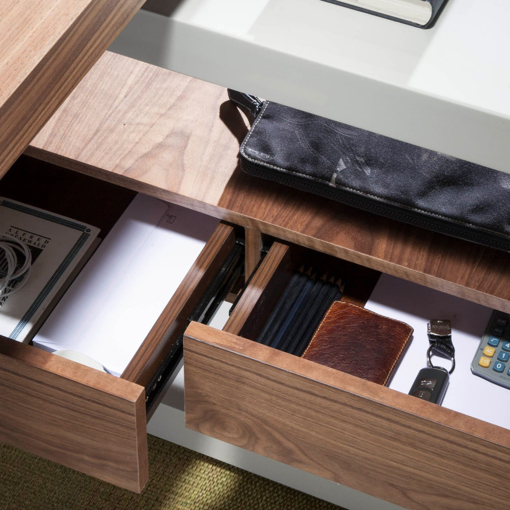 Escritorio Nogal y Cristal Colección Elegance