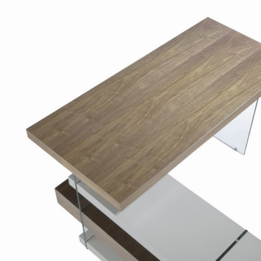 Escritorio Nogal y Cristal Colección Elegance