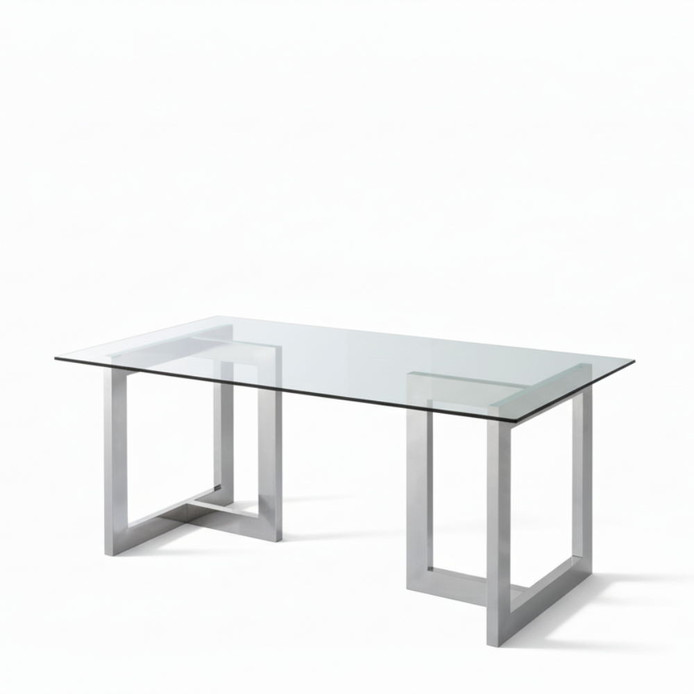 Escritorio Cristal Templado Acero Inoxidable