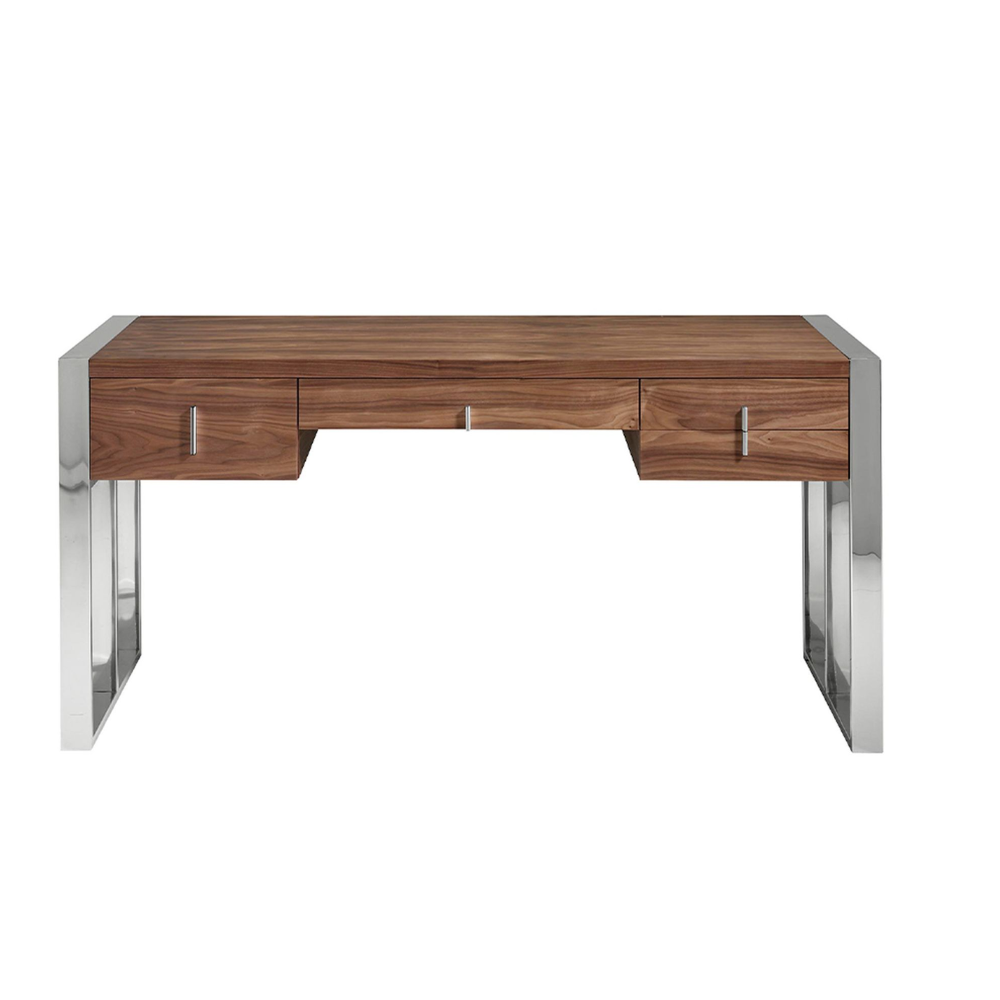 Escritorio nogal y acero cromado