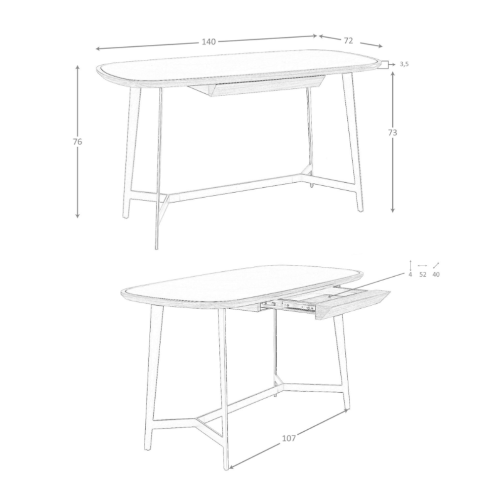 Escritorio oficina de madera Nogal y cristal tintado negro