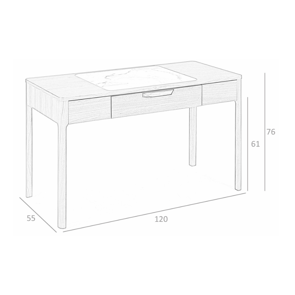 Escritorio tocador nogal con tapa de cristal imitación mármol