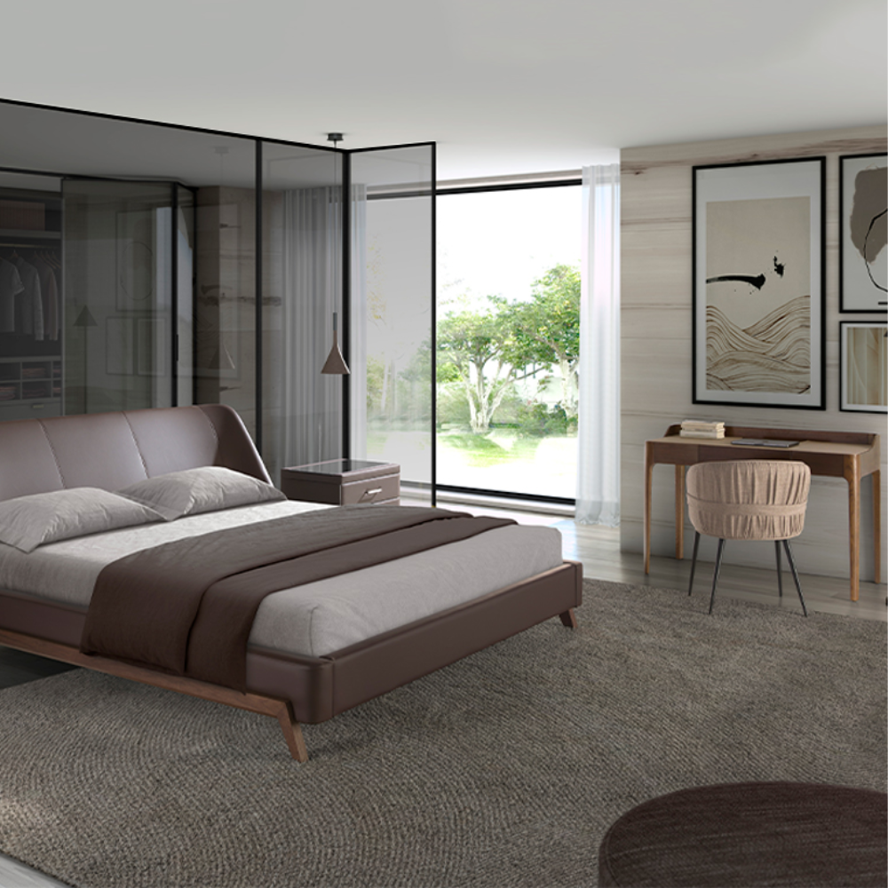 Escritorio tocador polipiel y nogal