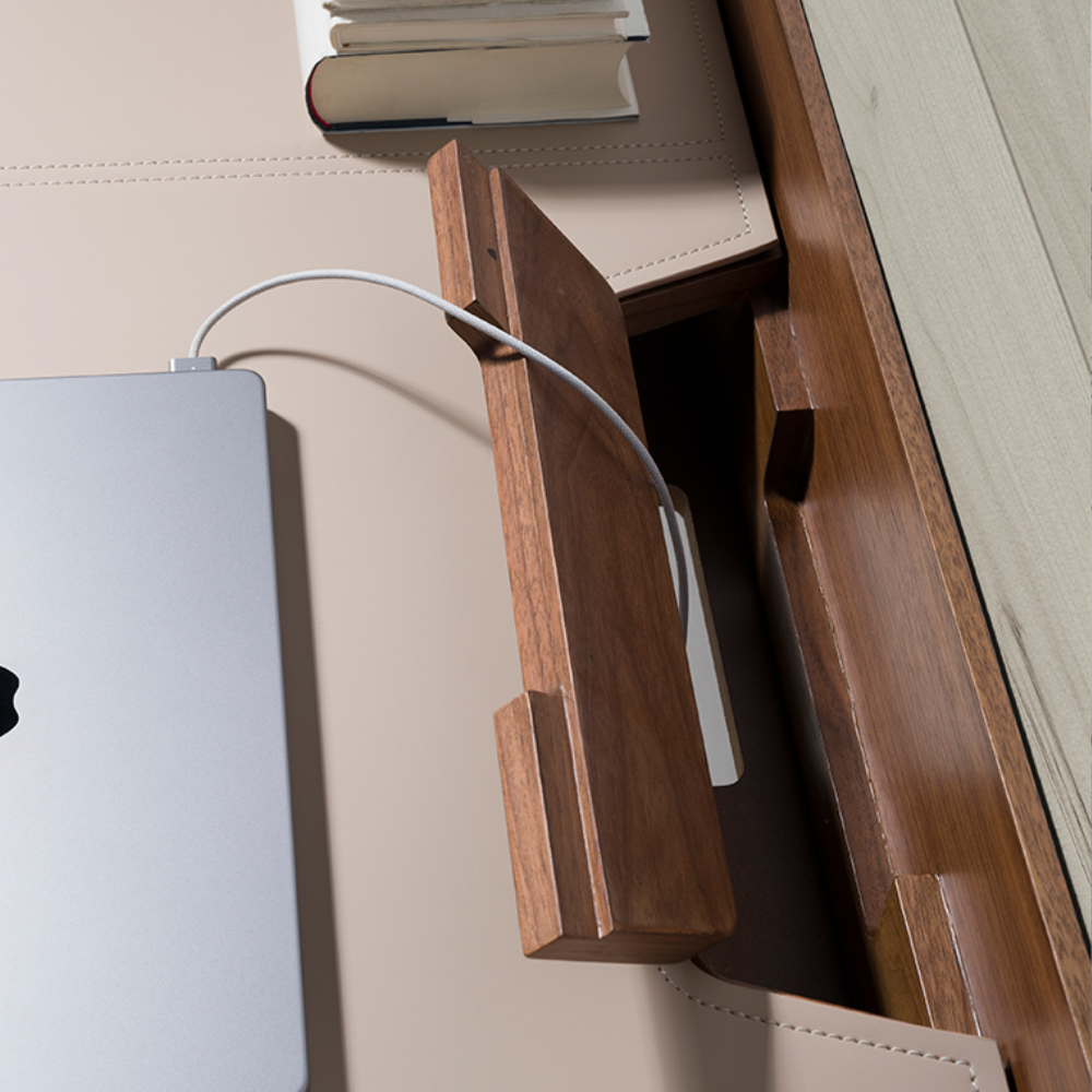 Escritorio tocador polipiel y nogal