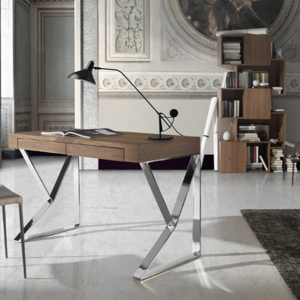 Estantería Madera Chapada Nogal 185cm Colección Elegance