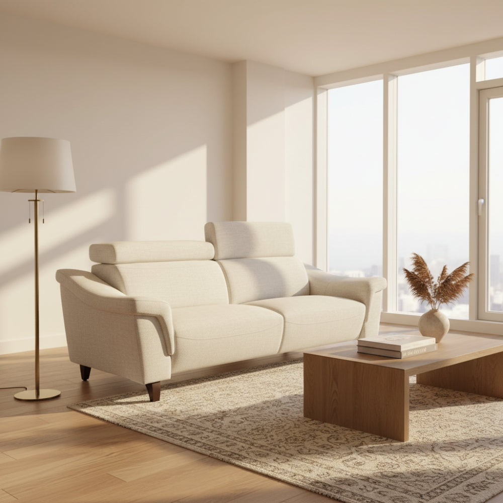Sofá con cabezales abatibles modelo PADOVA Tapizado Aquaclean