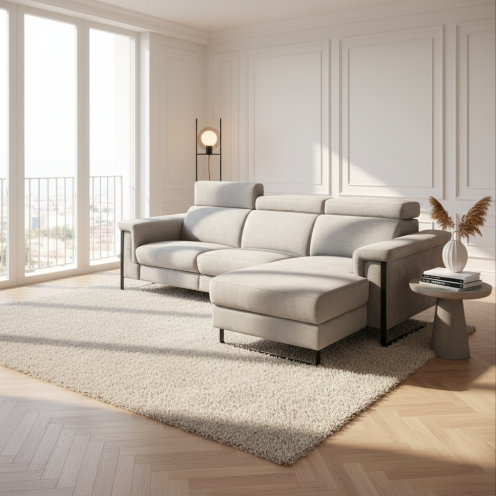 Chaiselongue de diseño modelo CUPERTINO Tapizado Crevin