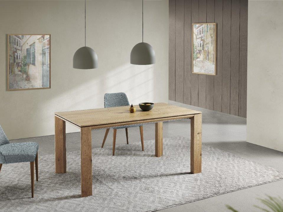 Mesa comedor de diseño extensible modelo IN-C tapa madera
