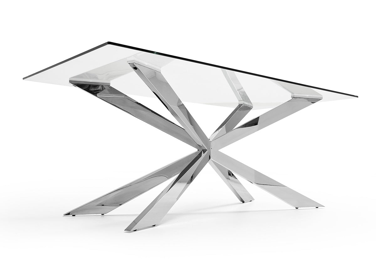 Mesa de Comedor Fija modelo Atnoxmilan Tapa Cristal