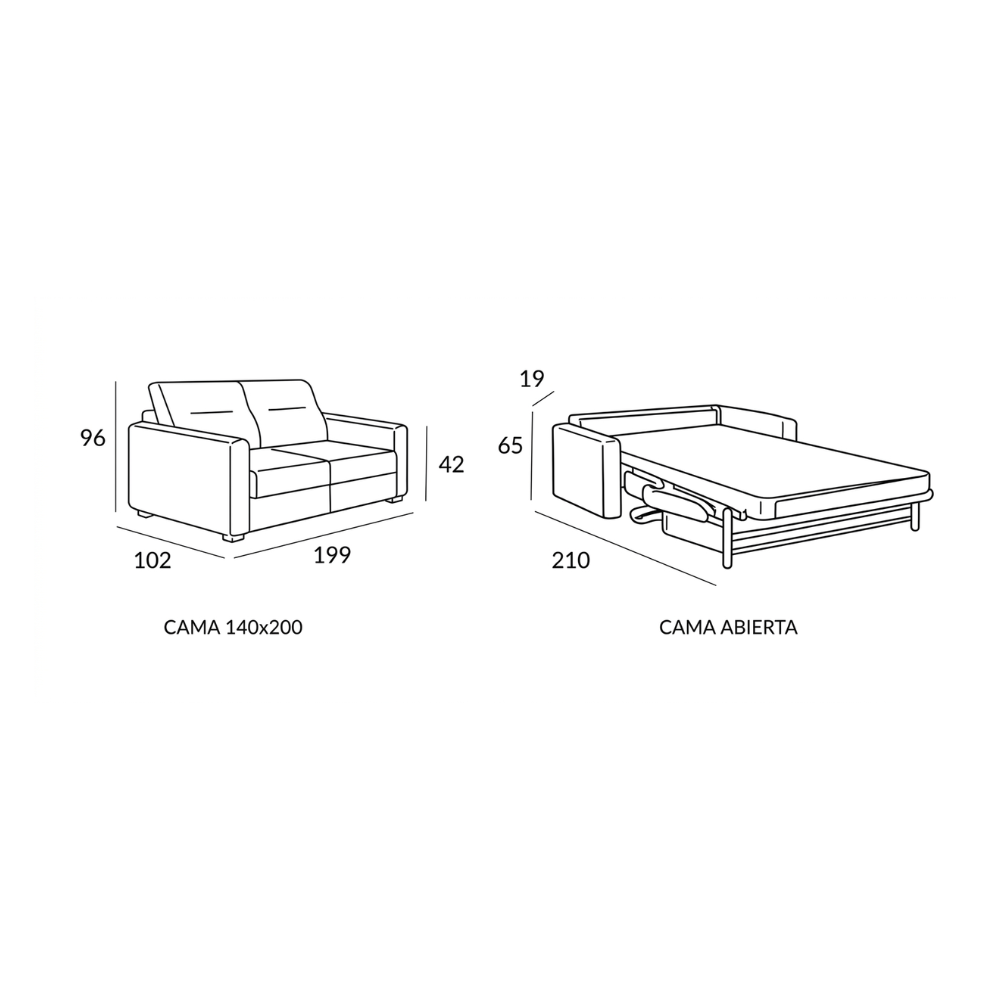 Sofá cama modelo FARO con sistema Italiano Tapizado Express