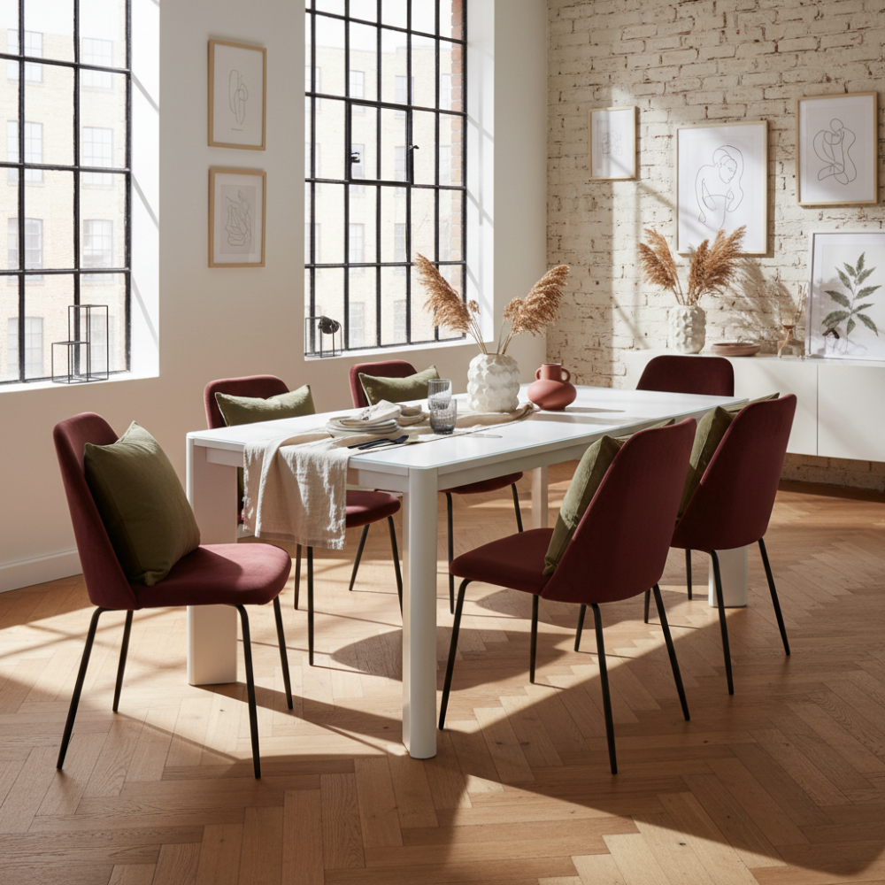 Mesa Comedor Fija o Extensible Tapa Vidrio