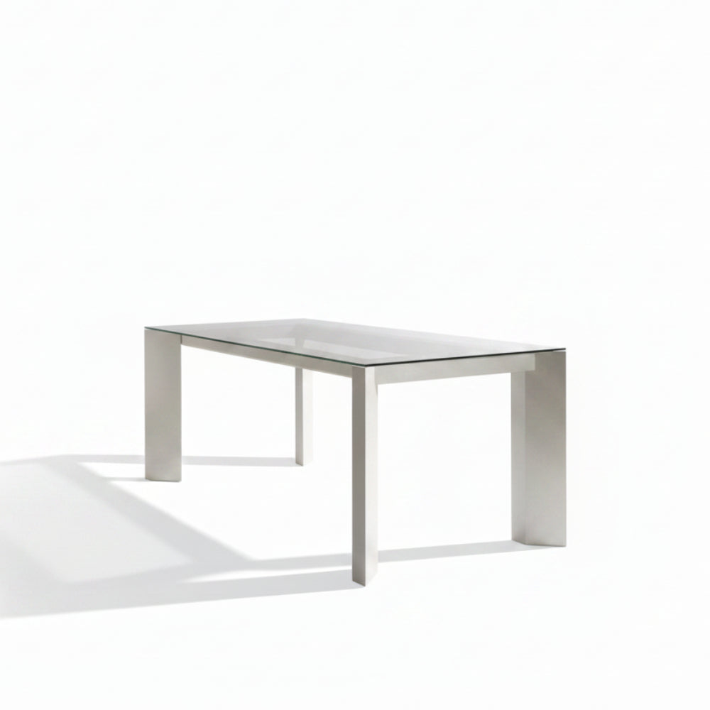 Mesa Comedor Fija o Extensible Tapa dde Vidrio Patas Lacadas