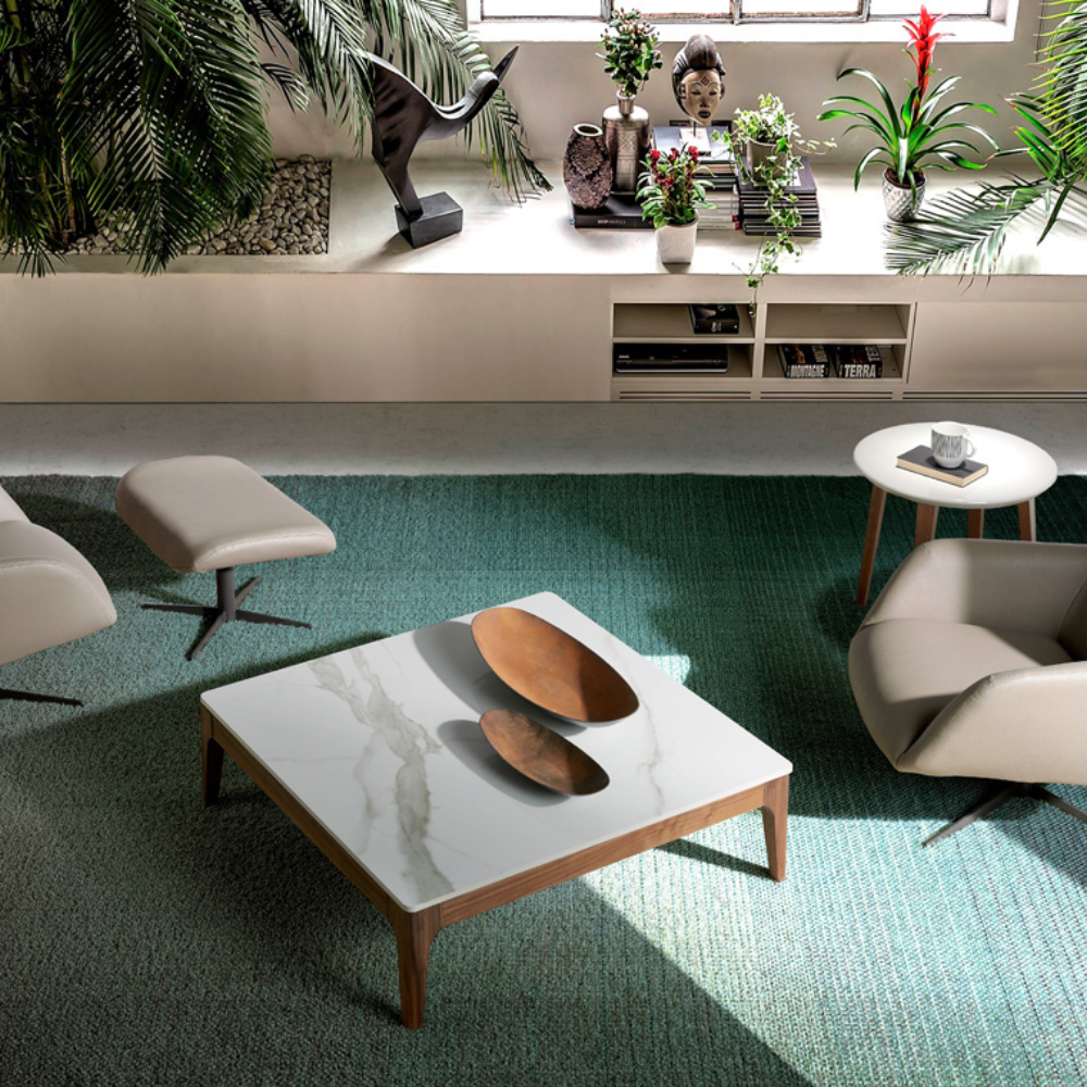 Mesa centro Chapada en Nogal con Tapa de Cristal