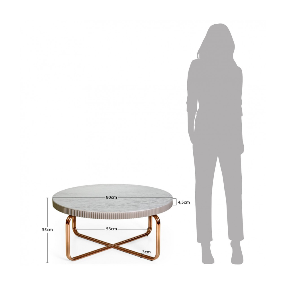 Mesa de Centro de Metal Rosa y Piedra