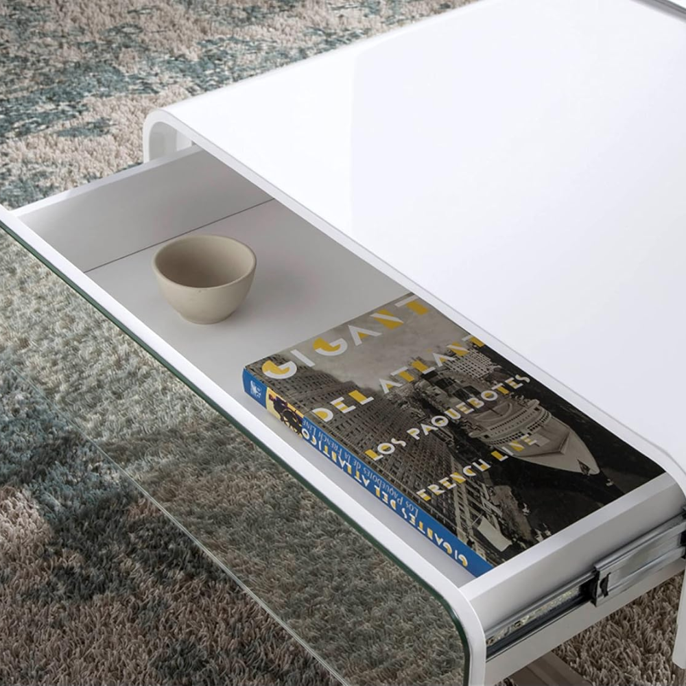 Mesa de Centro con Cajones Lacado Blanco