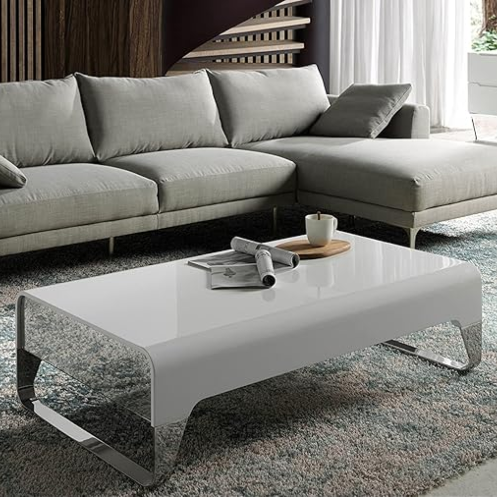 Mesa de Centro con Cajones Lacado Blanco