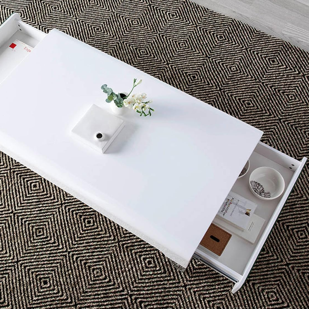Mesa de Centro con Cajones Lacado Blanco