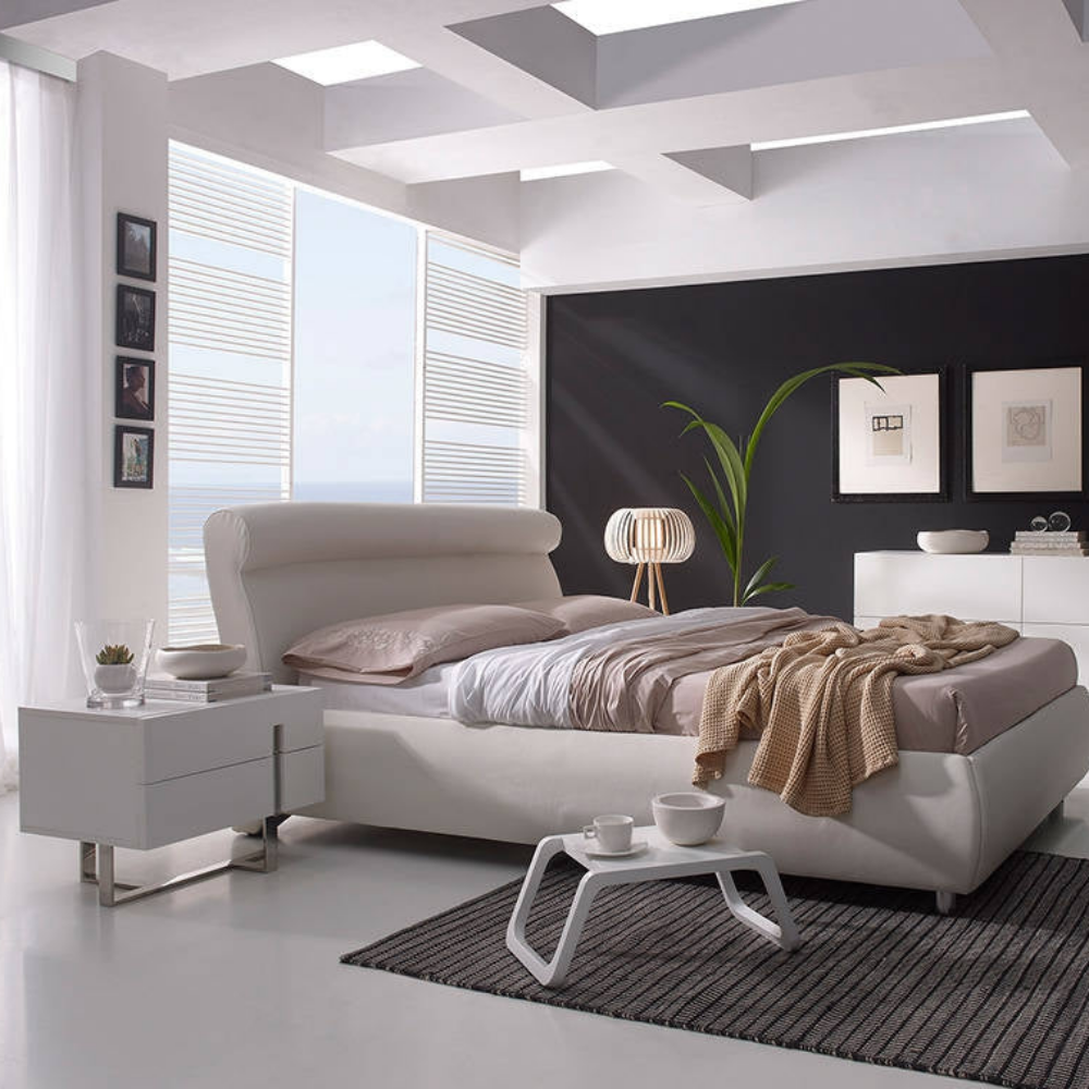Mesita de Noche Lacada Patas Acero Colección Elegance