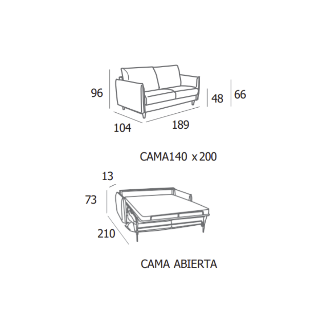 Sofá cama modelo MINIMAL con sistema Italiano Tapizado Express