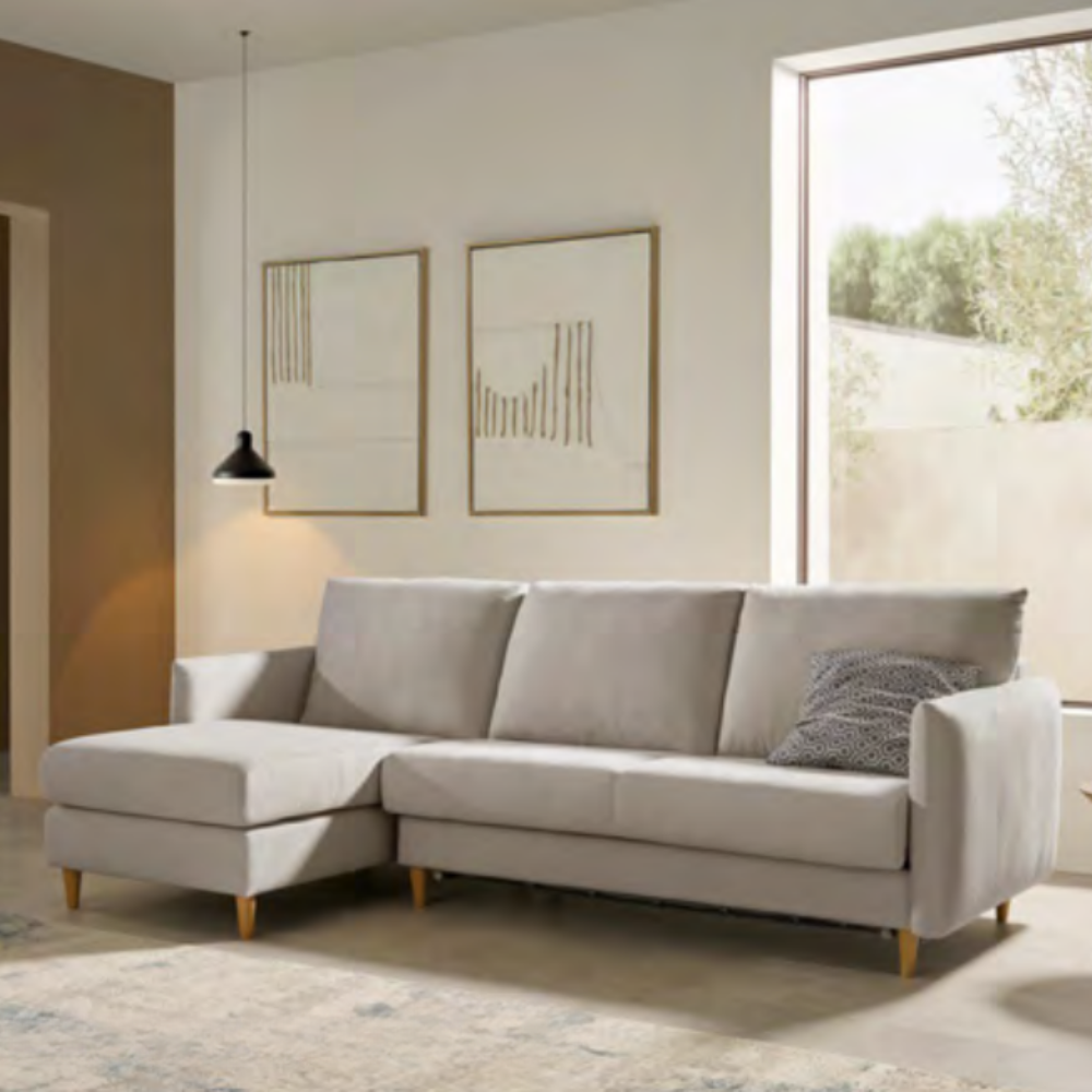 Chaisselongue cama con apertura italiana y almacenaje modelo MINIMAL Tapizado Express
