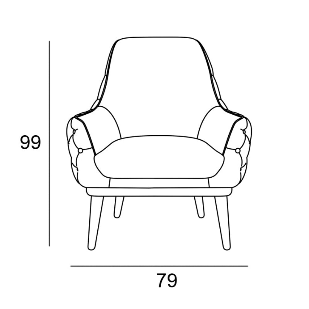 Butaca de diseño nórdico modelo GINA capitoné con respaldo alto Tapizado Lido