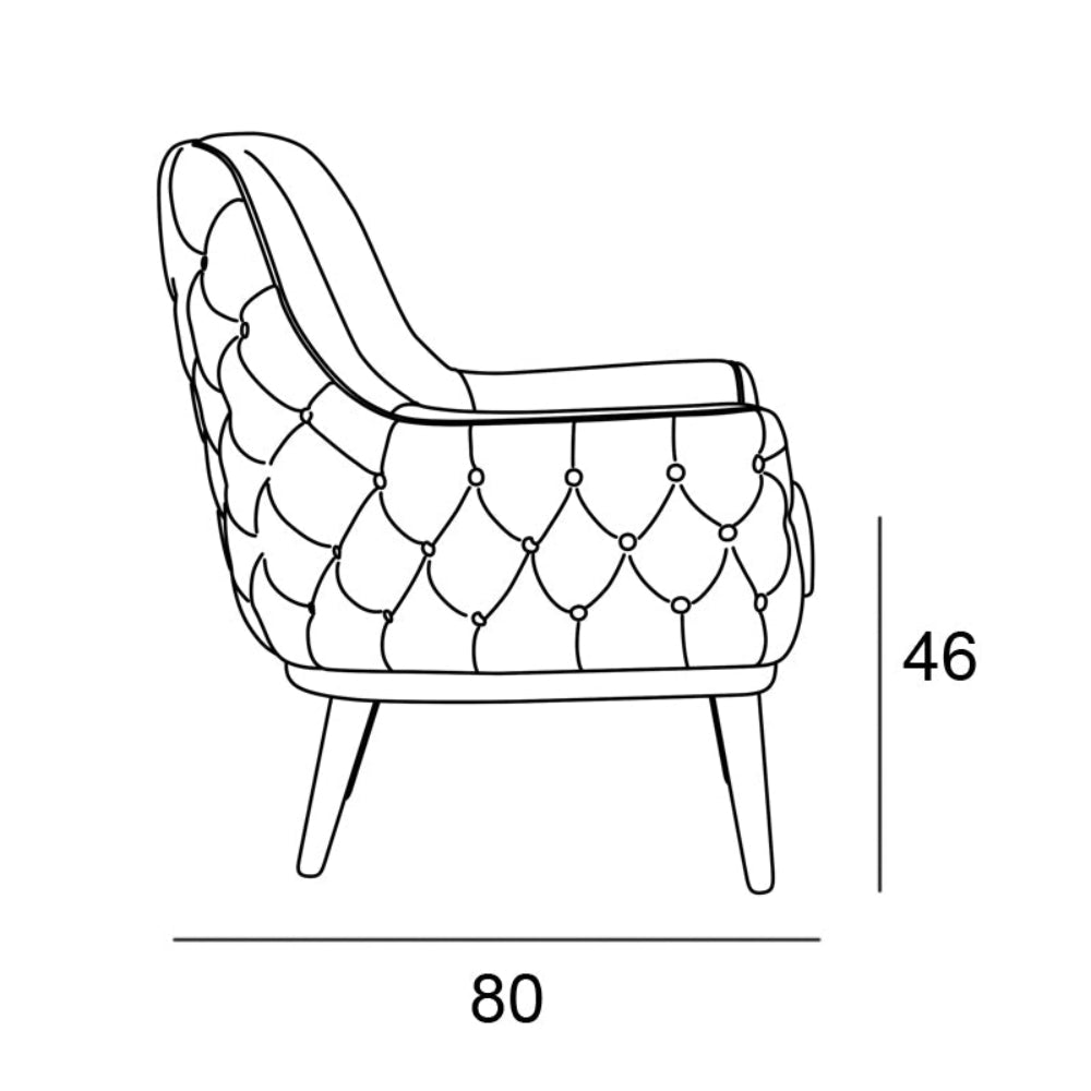 Butaca de diseño nórdico modelo GINA capitoné con respaldo alto Tapizado Lido