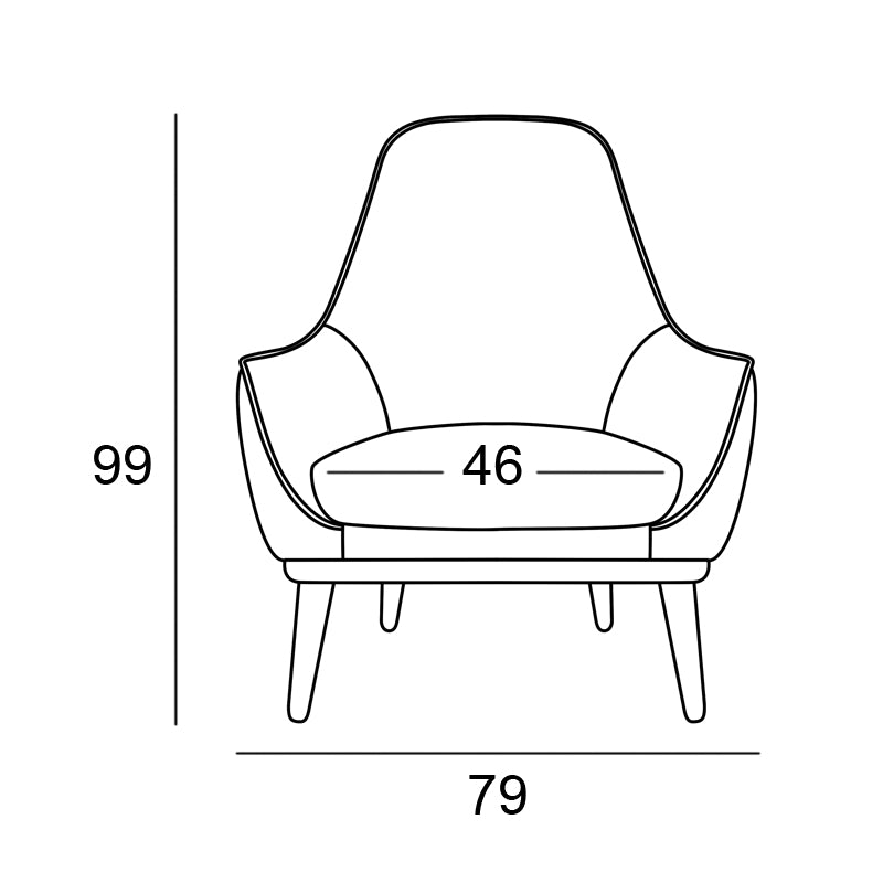 Butaca nórdica modelo GINA Lisa Respaldo Alto Tapizado Lido